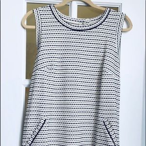 LOFT - Cotton, Blue and White Dress with Pockets